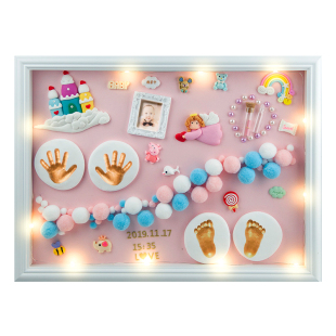 宝宝手足印泥新生婴儿童胎毛纪念品相框手印脚印永久满月百天礼物