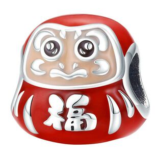 珠子黑猫串珠幸福纯银薯条散珠小达摩中国红福可爱排球手链银配件