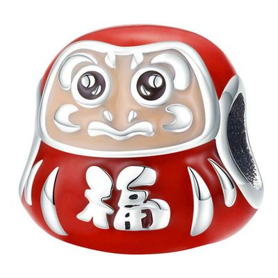 幸福纯银达摩中国红手链散珠