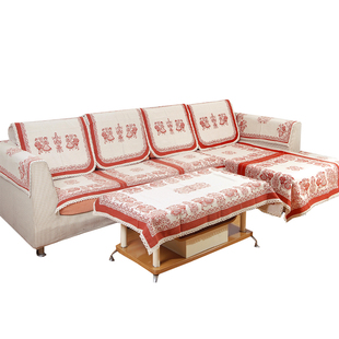 菲诗曼尔棉麻老粗布沙发巾沙发垫单双层坐垫夏季防滑垫70 210包邮