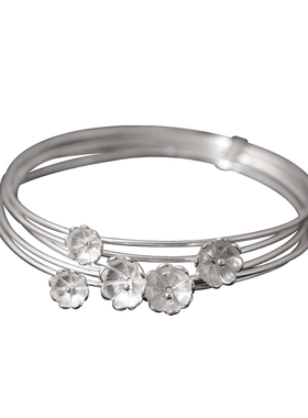 纯银多层花朵波西米亚风手饰品