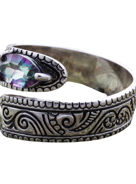 幻彩之戒复古纹戒指泰银开口纯银