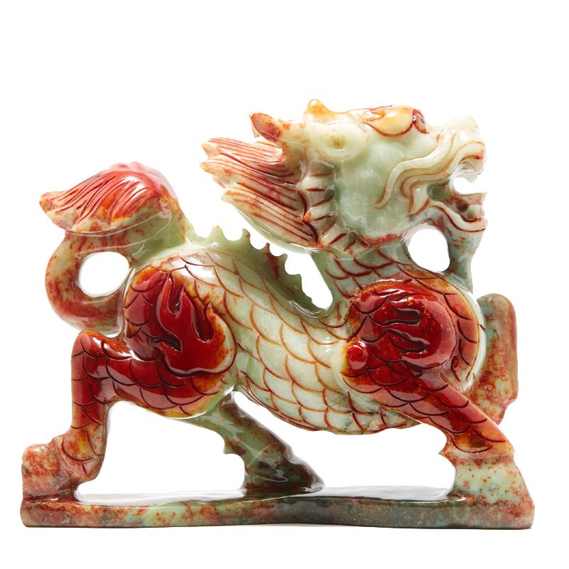 古玄空玉石麒麟摆件书房