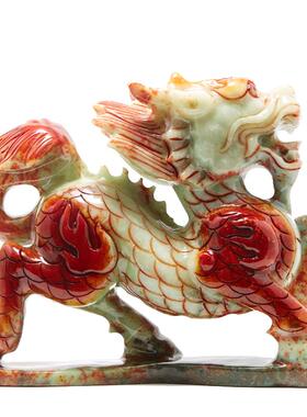 古玄空玉石麒麟摆件书房