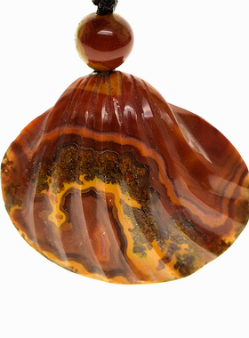 宣化战国红玛瑙贝壳项链吊坠包邮