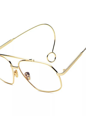 韩版个性风黄色全框复古透明眼镜