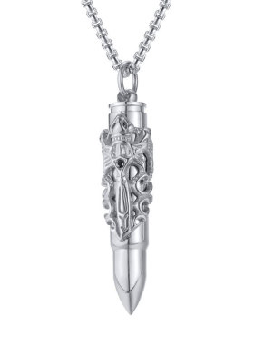 可打开装东西子弹头空心吊坠项链