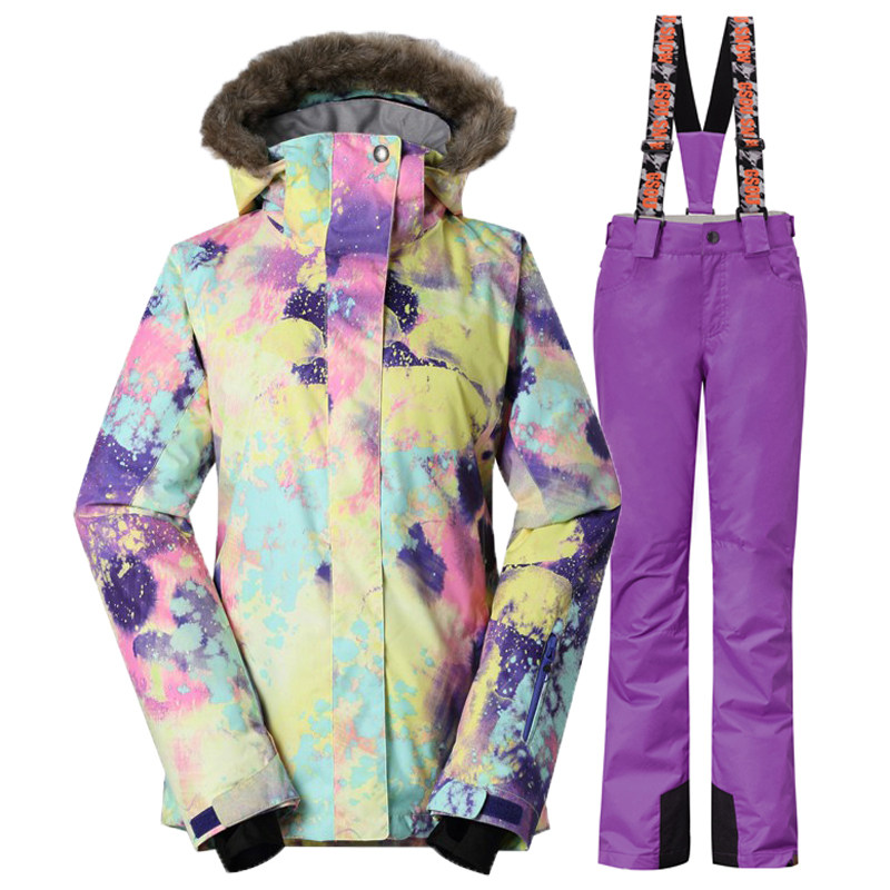 Gsou Snow冬季户外防风防水保暖 登山服 冲锋衣 滑雪服套装女款