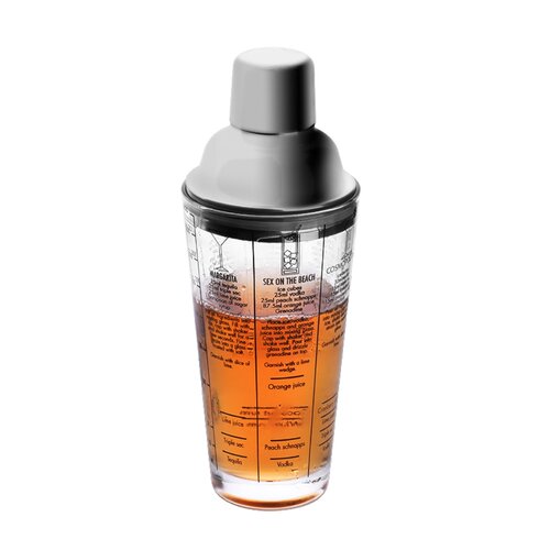 玻璃雪克壶套装刻度摇酒器带配方三段式调酒器鸡尾酒工具手摇杯