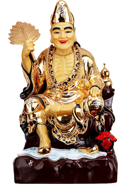 台湾盛凡纯铜鎏金活佛济公佛像