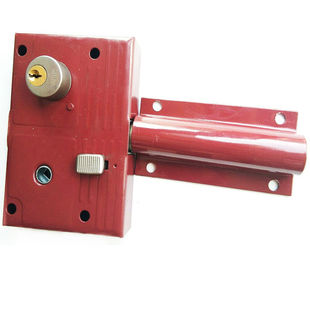 208大门锁 双开门 木门 铁门 老式锁 农村防盗锁 红色 大门齿条锁