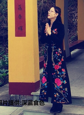 此岸歌声*黑色羊绒绣花风衣   连城诀（回馈七折  即将下架）
