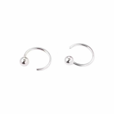 谢家银匠999足银手工耳圈男女个性半圈耳饰 欧美极一字足银耳钉