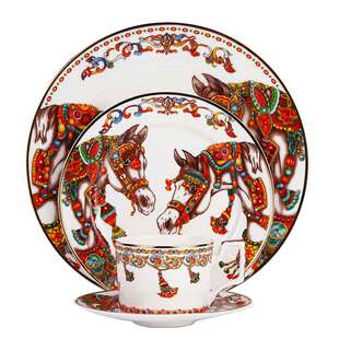 出口欧式爱马中档餐具陶瓷欧式盘子送礼高品乔迁样板房会所凯旋马