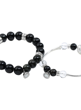 情侣纯银设计感相吸黑曜石