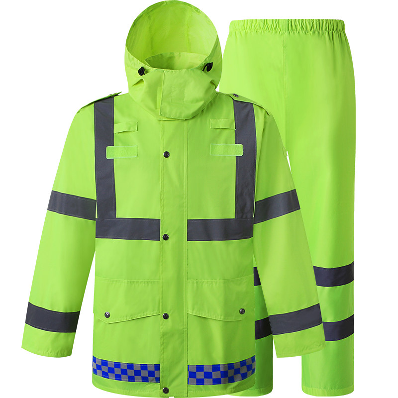 户外反光雨衣雨裤分体套装交通路政执勤警示安全服环卫荧光防水衣