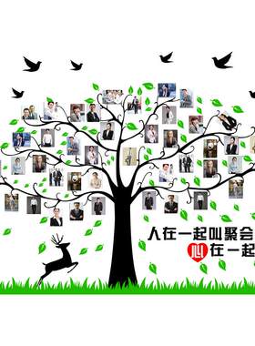 墙贴大树照片团队员工风采企业