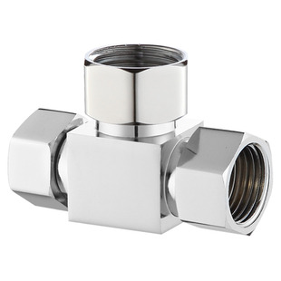 四4分铜活接三头通角阀一进二出内外牙丝转接口分水阀分流器接头