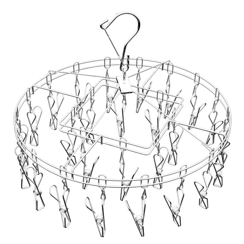 昱州不锈钢多夹子晒袜子晾衣架功能圆盘挂钩内裤夹神器带尿布内裤