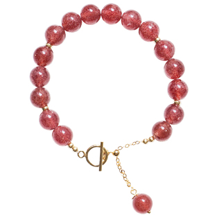 鸽血红草莓晶 招桃花旺姻缘天然绿幽灵手串绿发晶手链女 招财转运