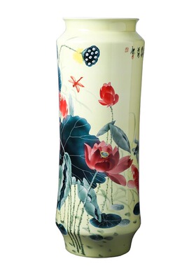 新品大师手绘新彩花瓶卷轴书房