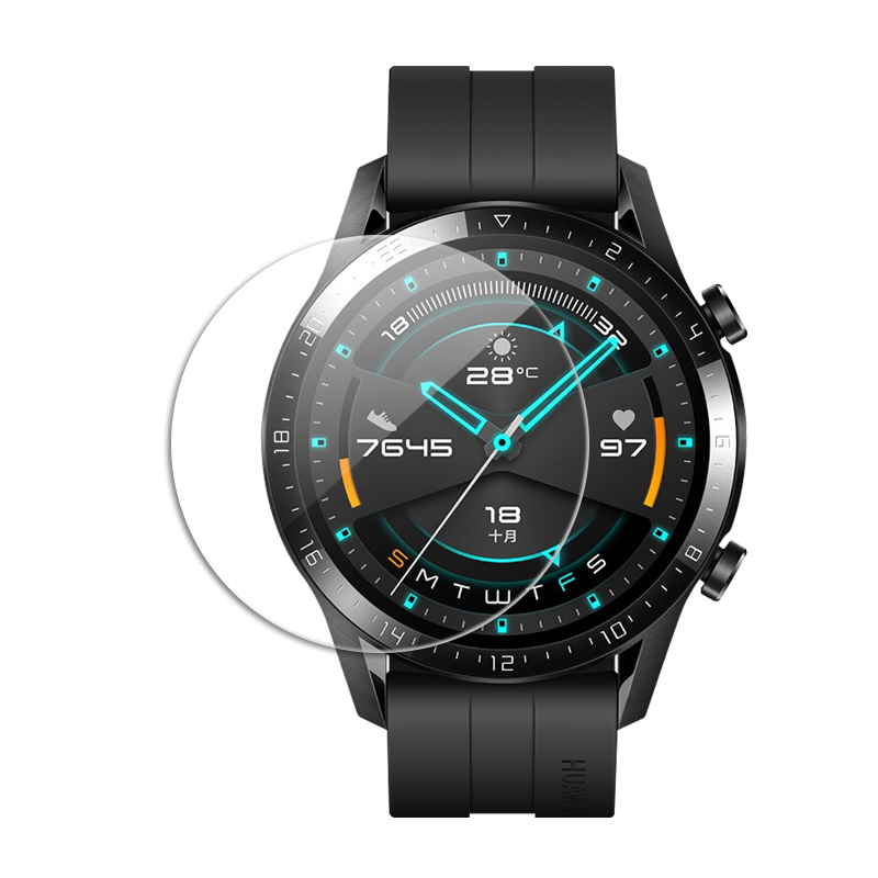 玩物尚智适用华为gt2pro手表高清钢化膜保护膜watchgt 3pro荣耀MagicWatch2智能Ticwatch pro/C2悦动全屏圆形