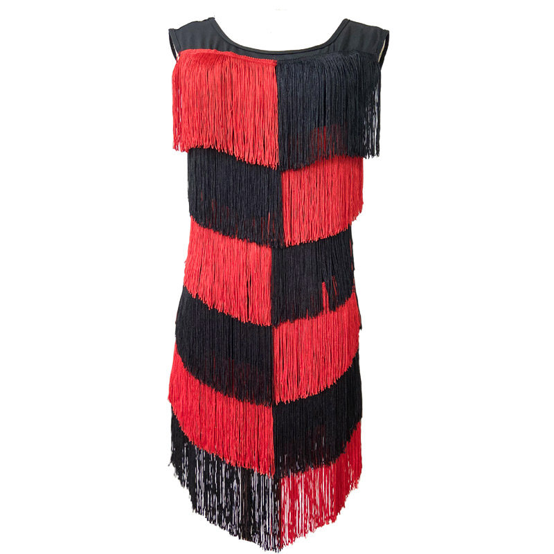 秋冬新款拉丁舞比赛服成人女表演服装流苏连衣裙比赛服练功服