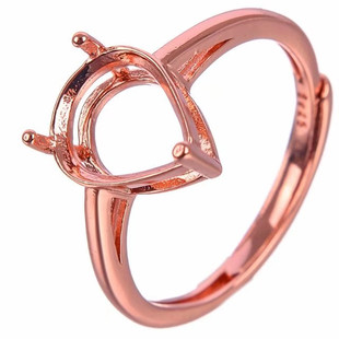 简单戒托空托925银 女款活口戒托 刻面尖底水滴爪镶戒指托加工