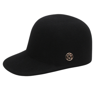 秋冬新款白色羊毛呢马术帽双金M标棒球帽英伦复古保暖女鸭舌帽潮