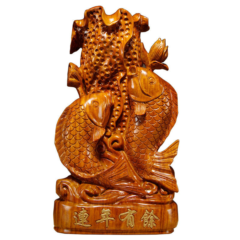 连年有余红木摆件工艺品