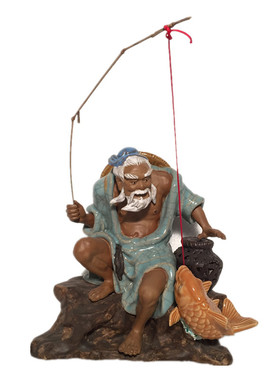 陶瓷渔翁电视柜姜太公钓鱼假山