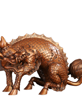 徽匠铜韵谛听地藏王坐骑麒麟摆件