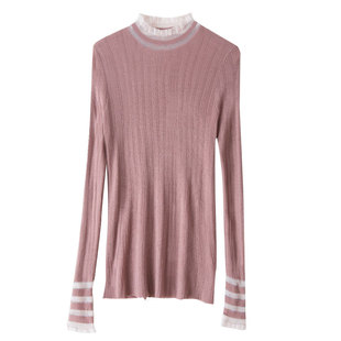 比其他打底美貌千万倍！掺金丝木耳领修身针织衫打底衫毛衣女秋新