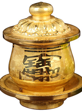 台湾纯铜结晶财神供水杯