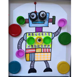 变废为宝 废旧利用 环保手工 垃圾分类 气球机器人 瓶盖画半成品