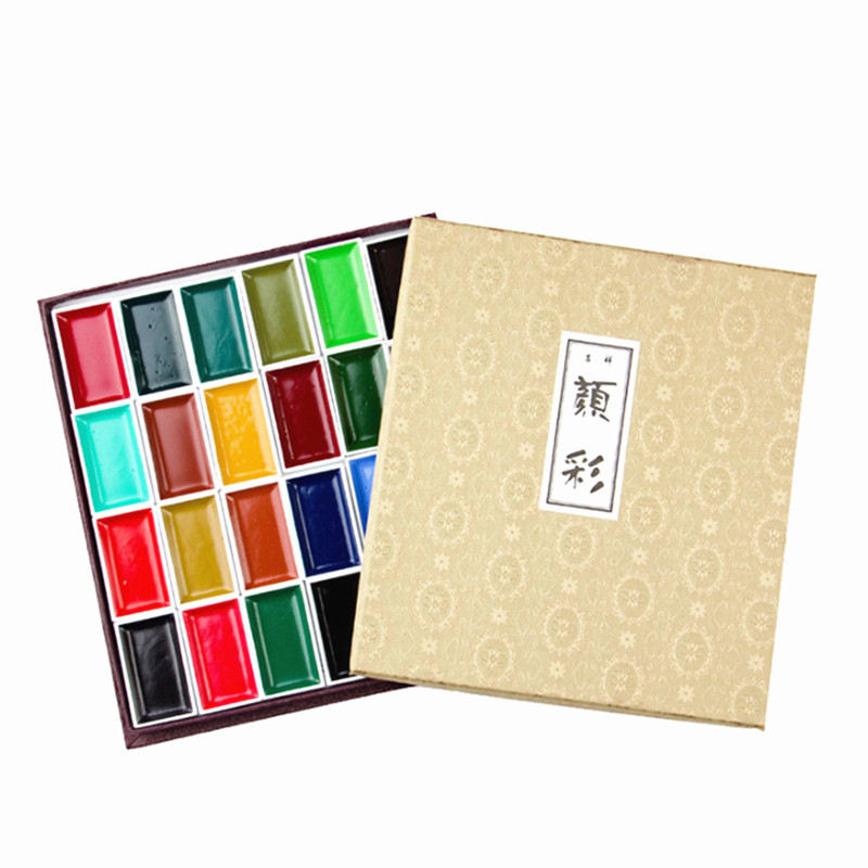 日本樱花吉祥颜彩套装12色24色绘画国画颜料48色60色固体水彩包邮