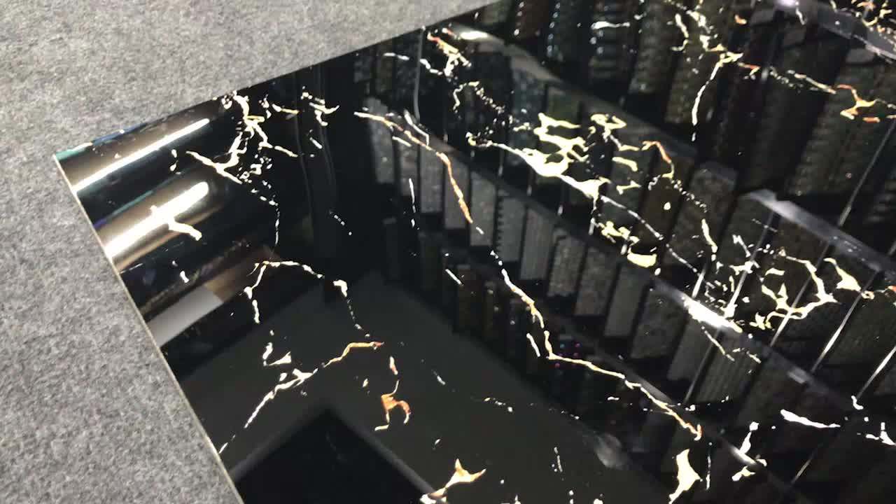 Dubai Building Ceramics Wear Resistant Black Gold Marble Floor