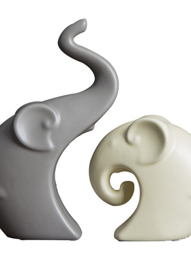 客厅情侣象摆件陶瓷北欧装饰品