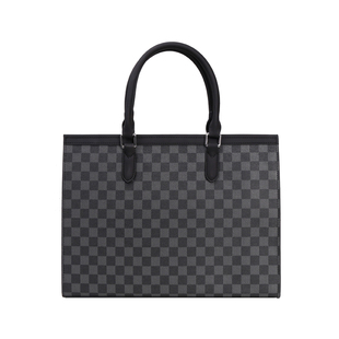 2025新款欧美男士商务大容量手提包男款格子公文包电脑包斜挎包包