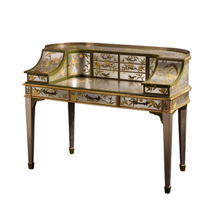 【蔷薇公主】欧法式奢华实木贴金银箔彩绘花鸟琴台书桌椅梳妆台椅