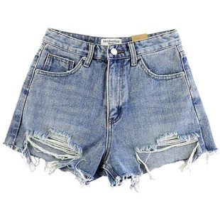 牛仔短裤女夏2025新款韩版显瘦网红宽松阔腿裤高腰破洞浅色超短裤