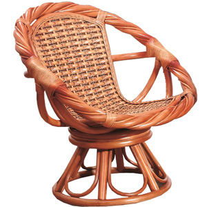 家用可旋转实木滕编椅三五件套阳台休闲腾椅老人单人高靠背藤椅子