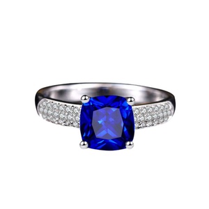 蓝宝石戒指925银镀18k金镶嵌彩色宝石彩宝贵重宝石日韩版坦桑石