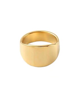 镀金戒指钛钢椭圆形双层冷淡风女