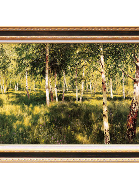 列维坦客厅装饰画纯手绘北欧轻奢