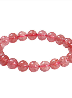 天然冰种深红色单圈草莓晶手串