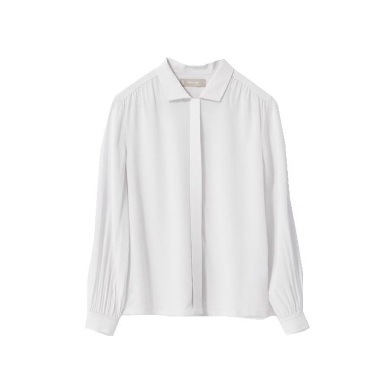 特价现货 Everlane 女春款蓬蓬袖白真丝衬衫 高品质不易皱冷淡风