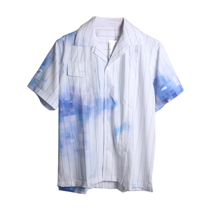 易烊千玺同款衣服国潮衬衣宽松晕染衬衫短袖薄上衣夏季学生男女潮