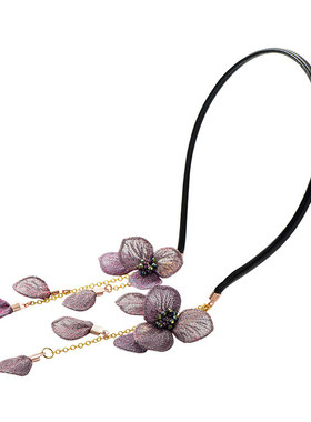金属花朵流苏韩国细发箍