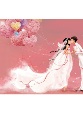 卡通情侣结婚手工钻石画韩式婚纱